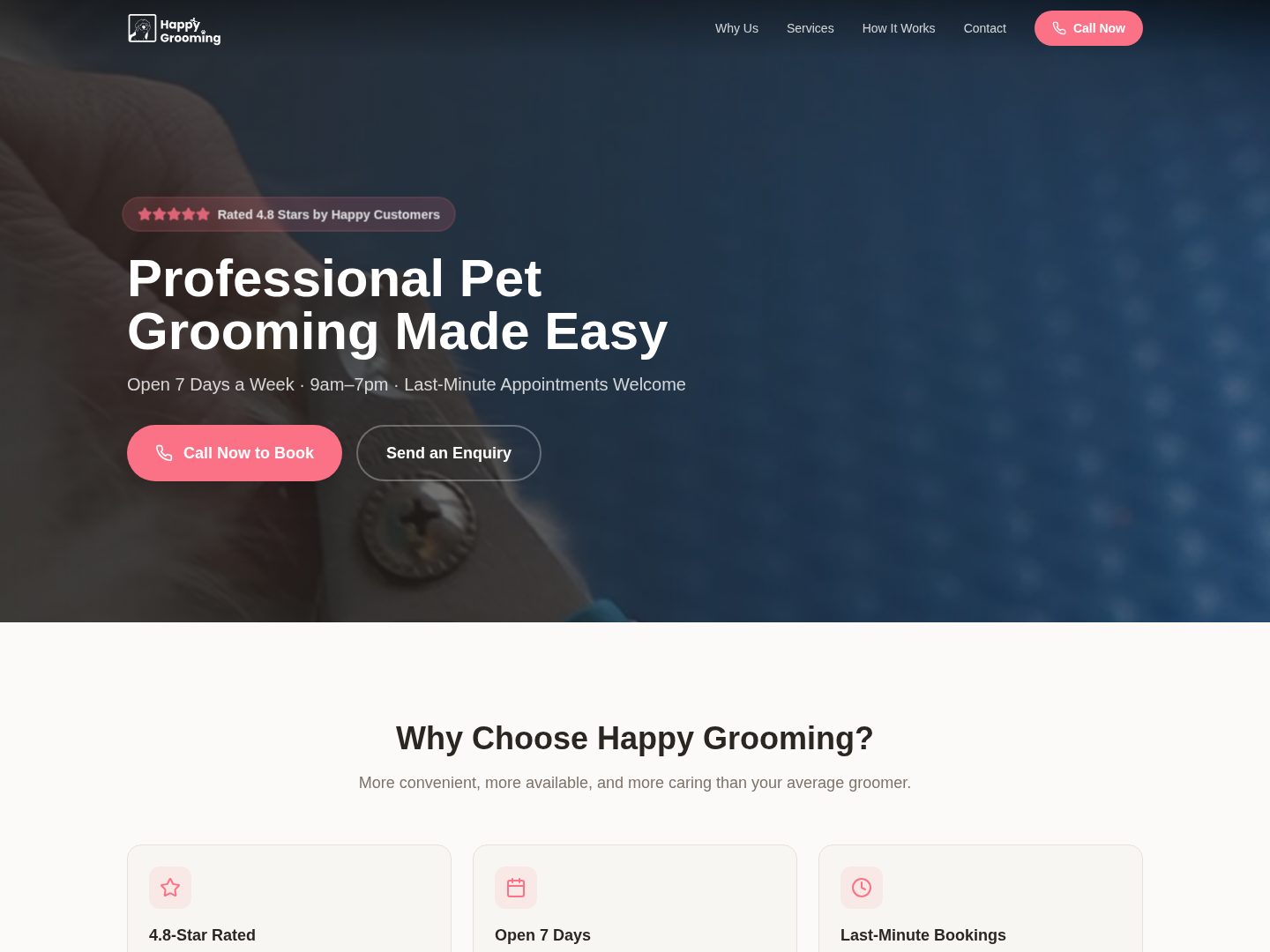 Happy Grooming — Pet grooming website built by dawrightco