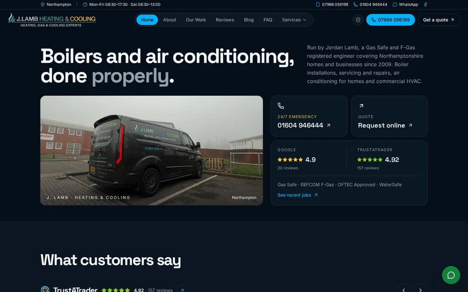 J Lamb Heating and Cooling website homepage