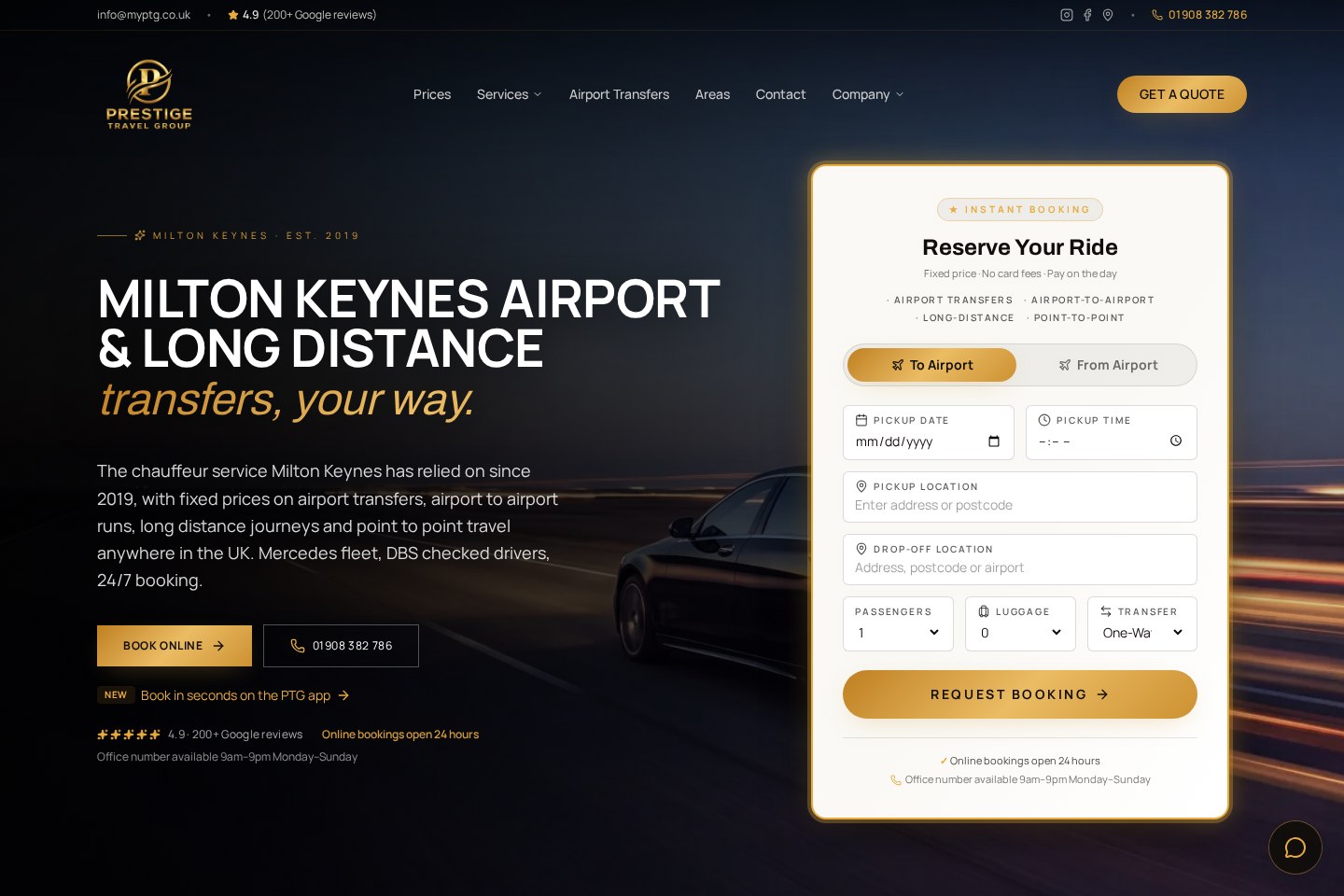 Prestige Travel Group website homepage
