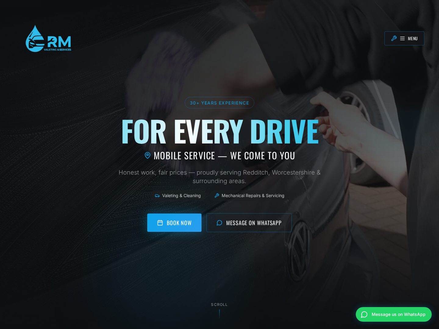 RM Valeting & Services — Mobile valeting website built by dawrightco